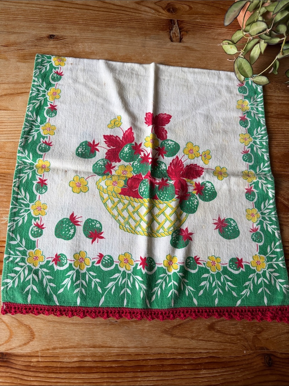 Vintage Strawberry Basket Tea Towel